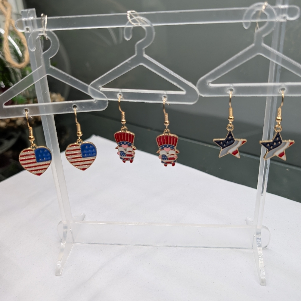 Patriotic Earrings Set Of 3 NIP